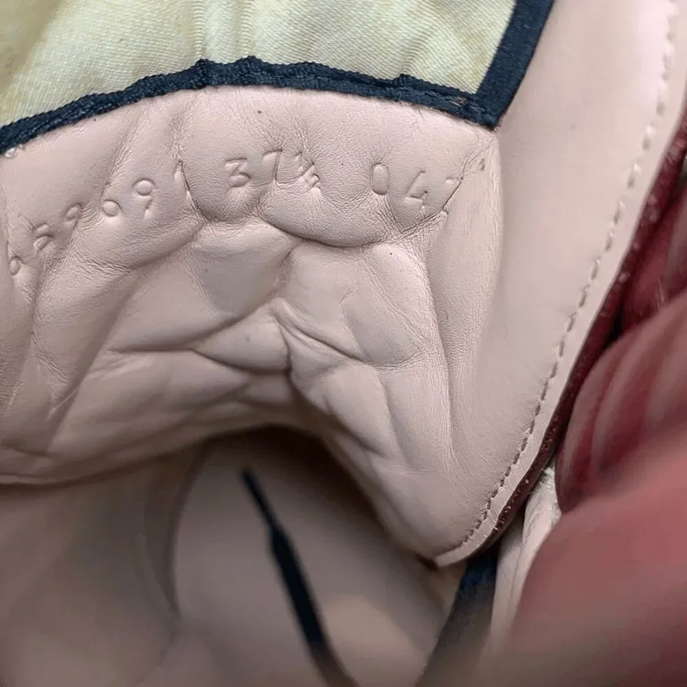 Gucci Magnum Garnet Red Patent Leather Lug Sole Lace Up Boots 37.5 Block Heel - Picture 11 of 12